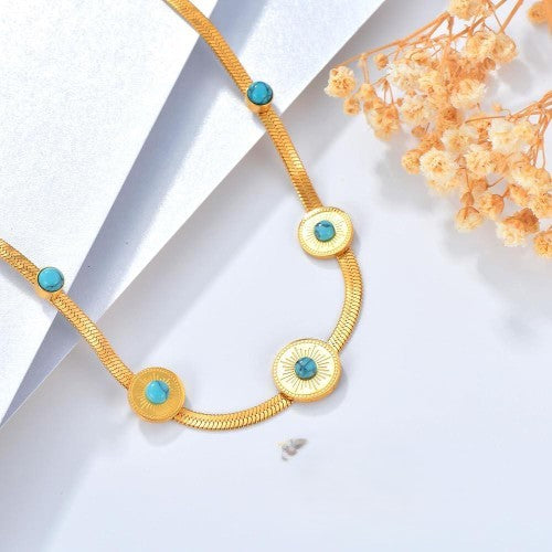 Classy stainless steel Ferozi golden  Pendant