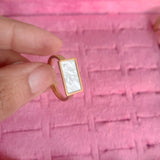 Rectangle White Adjustable Ring