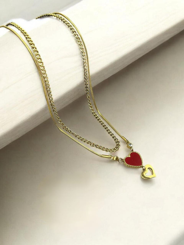 Classy double layer stainless steel heart Pendant