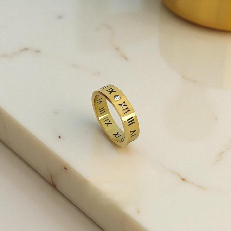 Roman Number Gold Plates Ring