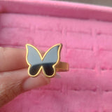 Butterfly Black Classic Adjustable Ring