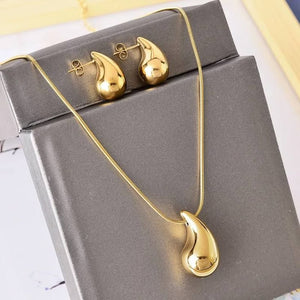 Stainless-Steel Gold-plated Tear Drop Earing Set