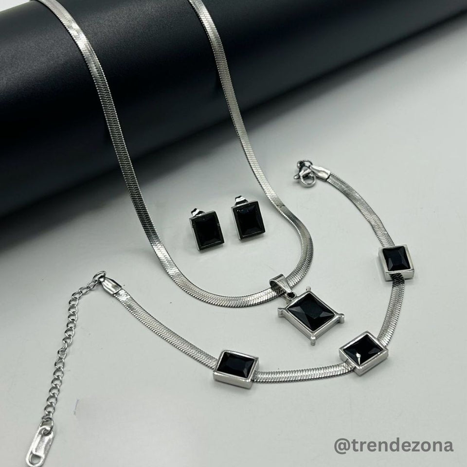 Stainless steel silver multi color pendant set