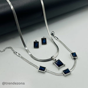 Stainless steel silver multi color pendant set