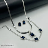 Stainless steel silver multi color pendant set