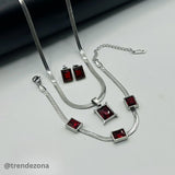 Stainless steel silver multi color pendant set