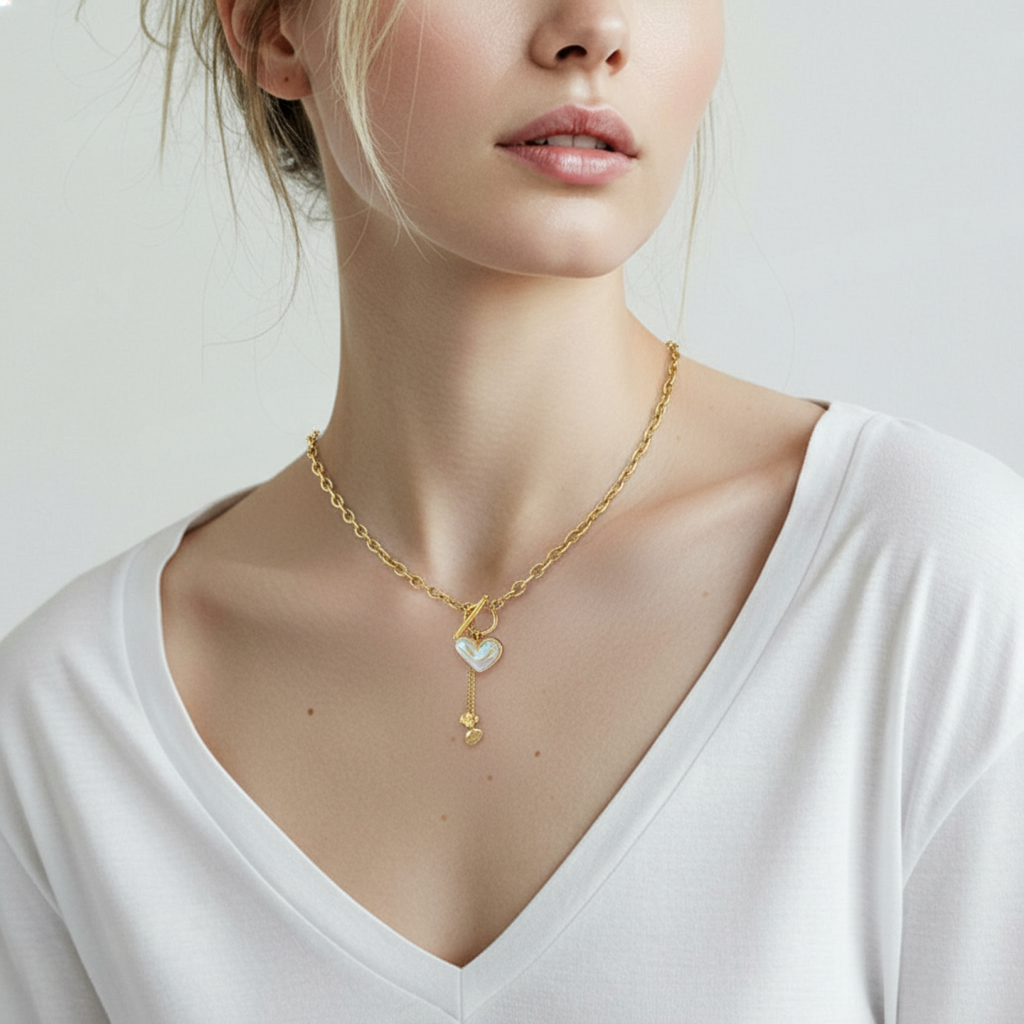 Trendy white heart shape stainless steel Pendant