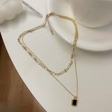 Squared Layered Curb Chain Necklace