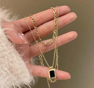 Squared Layered Curb Chain Necklace