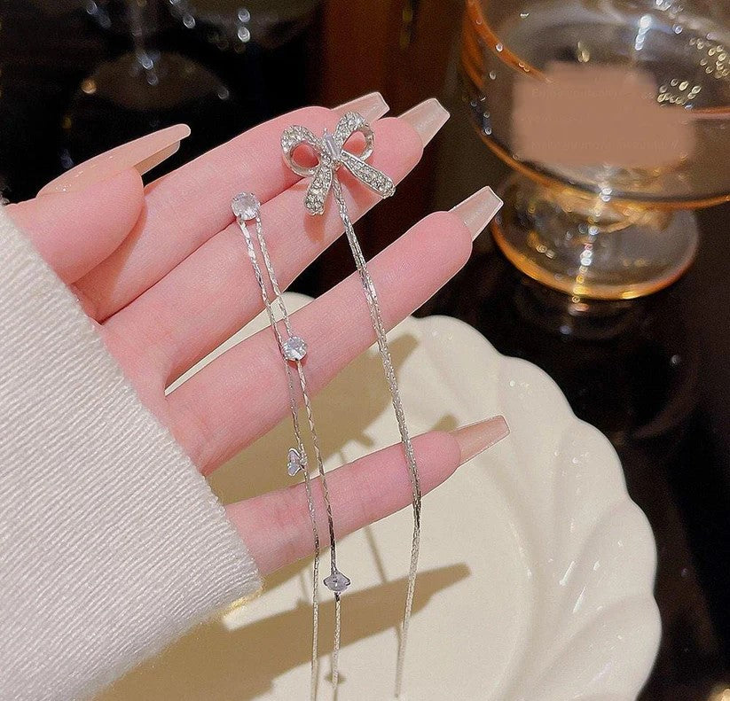 Bow Chain Drop Earrings